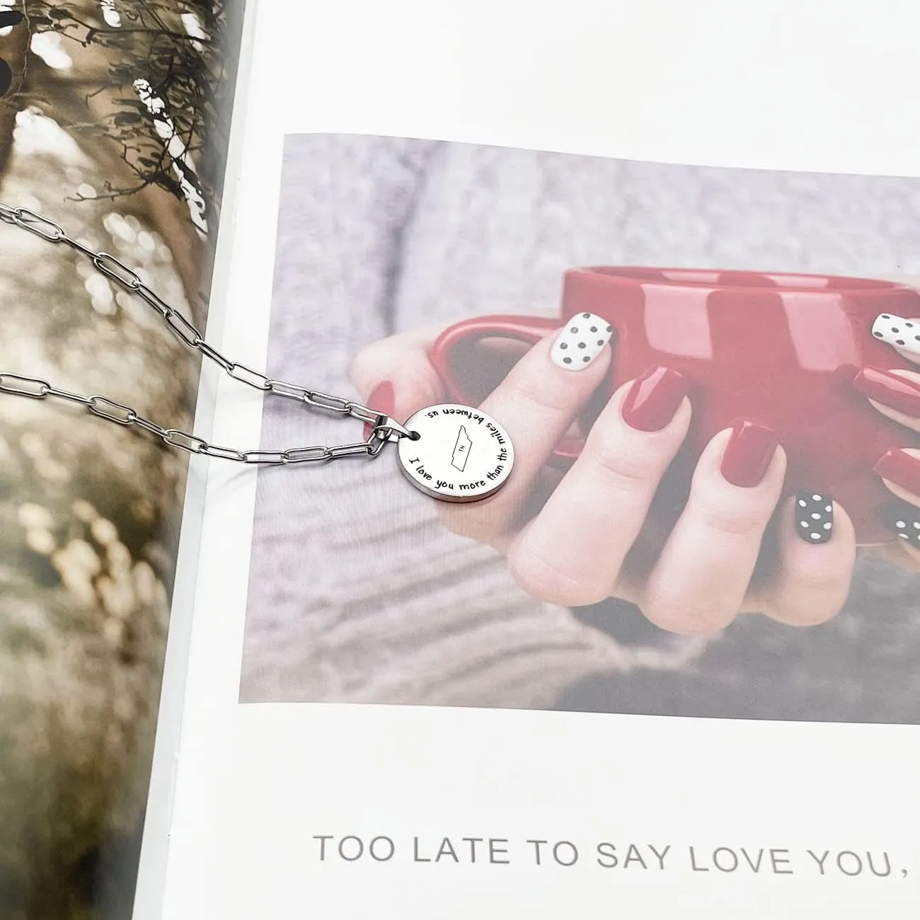 JJTZX I Love You More Than The Miles Between Us US State Pendant Layered Choker Necklaces State Map Necklace for Long Distance Relationship Gift