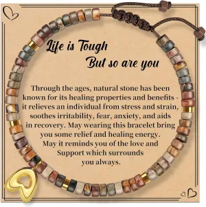 JSJOY Beaded Bracelets for Women Natural Stone Bracelet with Letter A-Z Inspirational Initial Bracelets Christmas stocking Stuffer Birthday Gifts for Women Friends Sister