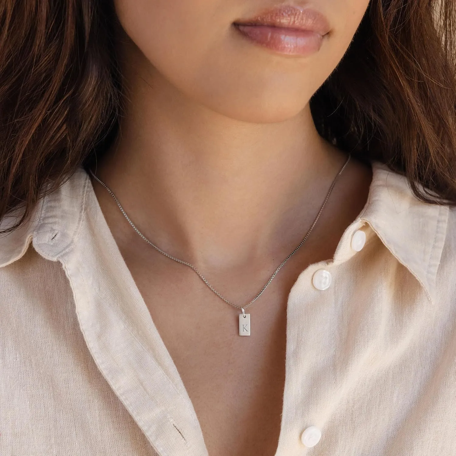 JSJOY S925 Sterling Silver Initial Necklaces for Women 14K Gold Plated Dainty Letter Name Necklace Personalized Tag Necklace for Women Trendy Pendant Jewelry Gifts