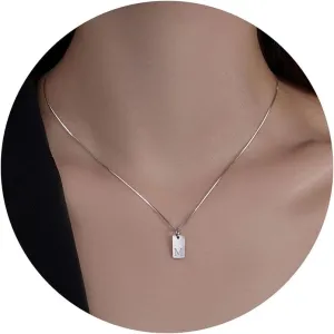 JSJOY S925 Sterling Silver Initial Necklaces for Women 14K Gold Plated Dainty Letter Name Necklace Personalized Tag Necklace for Women Trendy Pendant Jewelry Gifts