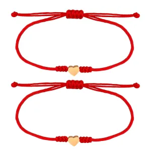 Kabbalah Red String Bracelet Red Bracelet for Protection,Mother Daughter Bracelets,Matching Heart Red Thread Friendship Bracelets for Teens, Couples, Sisters Valentine's Day Gift (Gold)