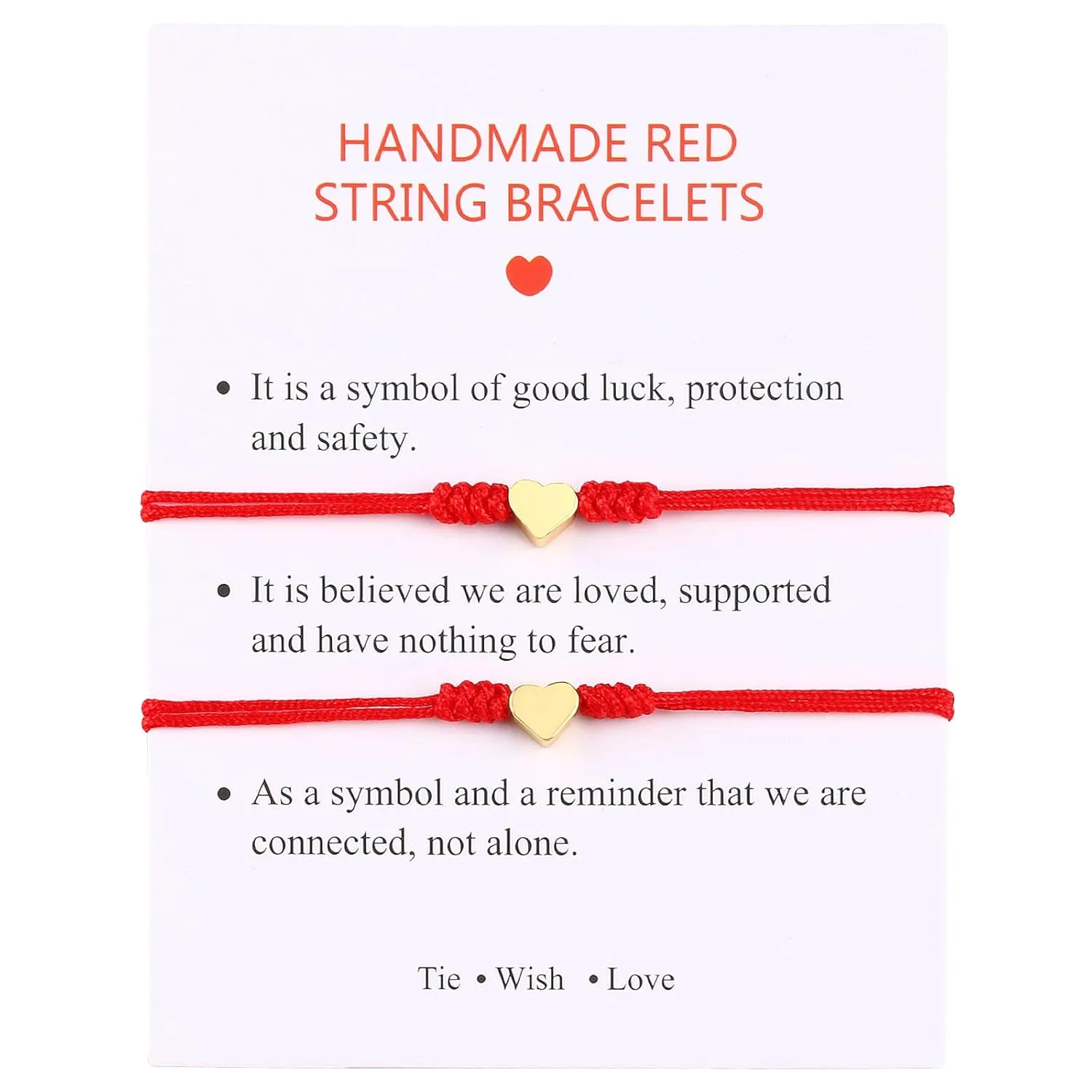 Kabbalah Red String Bracelet Red Bracelet for Protection,Mother Daughter Bracelets,Matching Heart Red Thread Friendship Bracelets for Teens, Couples, Sisters Valentine's Day Gift (Gold)