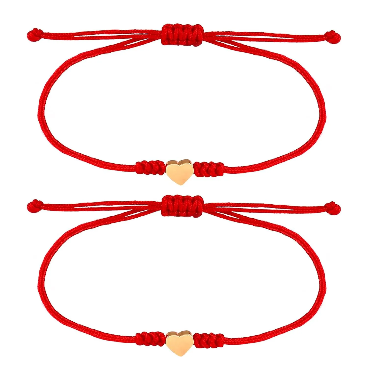 Kabbalah Red String Bracelet Red Bracelet for Protection,Mother Daughter Bracelets,Matching Heart Red Thread Friendship Bracelets for Teens, Couples, Sisters Valentine's Day Gift (Gold)