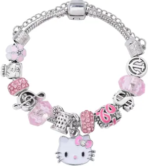 Kawaii Bracelet Gift, Adjustable Stainless Steel bracelet, Pink cute adjustable stainless steel bracelet Classic cartoon design jewelry chain, Christmas Birthday Gifts for Women