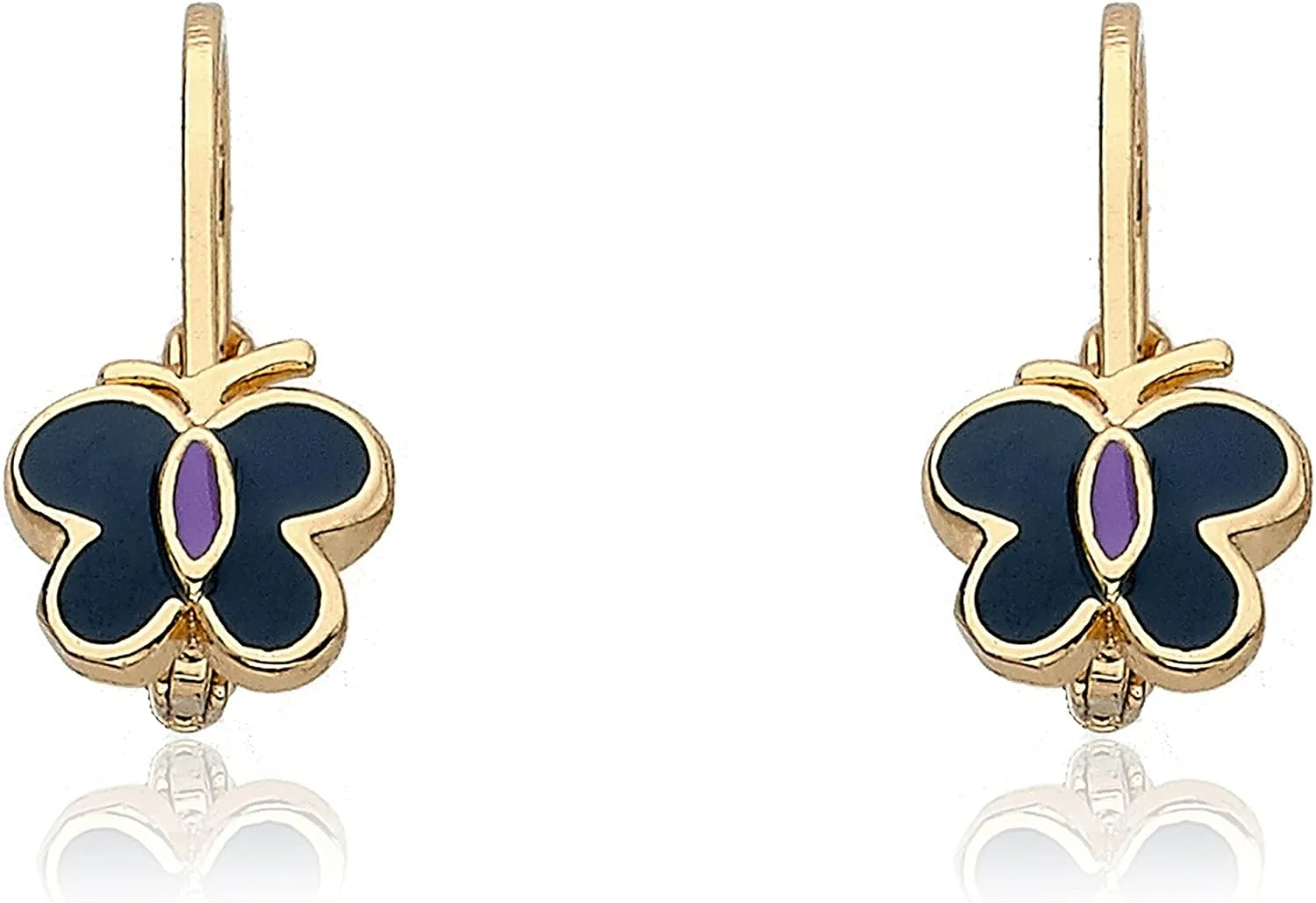 Kids Earrings -14k Gold Plated Enamel Butterfly Earrings - Hypoallergenic and Nickel Free For Sensitive Ears