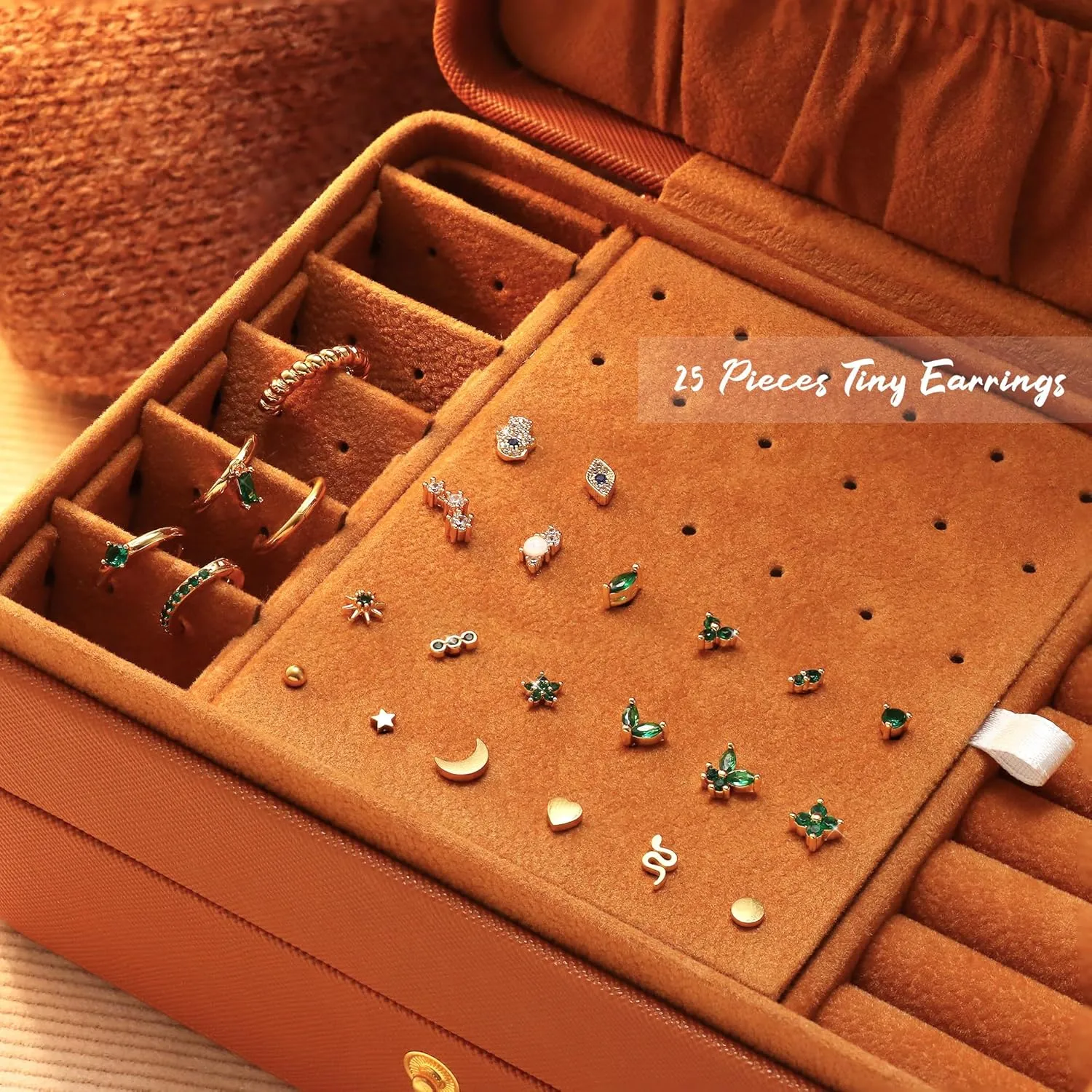 KRFY 25Pcs Hypoallergenic Surgical Steel Earrings for Sensitive Ears 14K Gold Plated Flat Back Cartilage Earrings for Women Men Screw Back Flatback Stud Hoop Earring Set for Multiple Piercing
