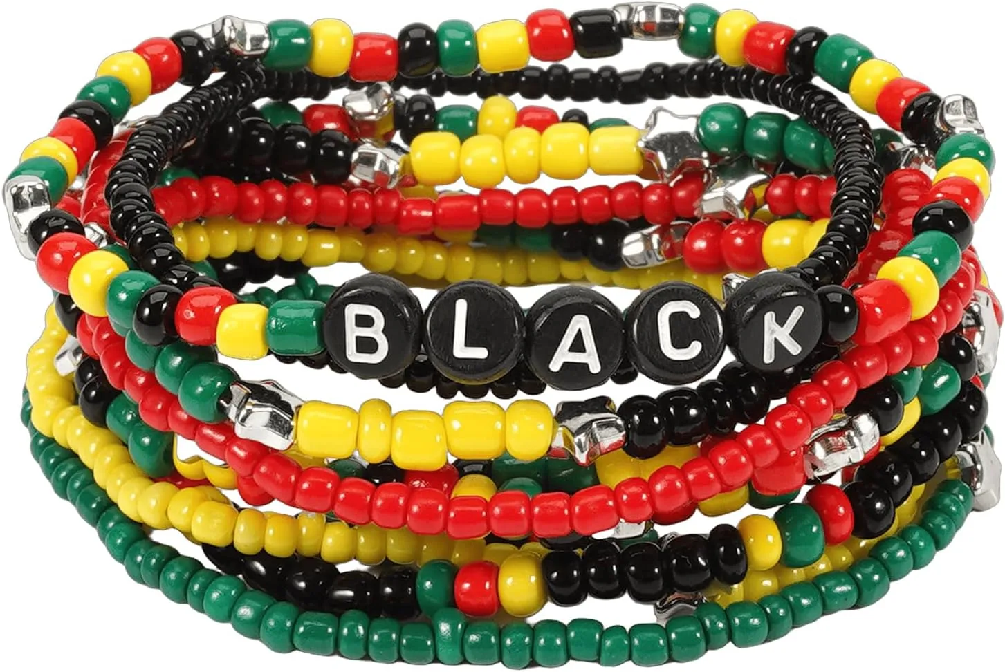KZL African Juneteenth Bracelets Set Black History Wood Beaded Stretch Bracelet for Women Men 1865 Vinyl Disc Clay Stackable Charm Bracelets Holiday Heishi Surfer Bracelet Jewelry