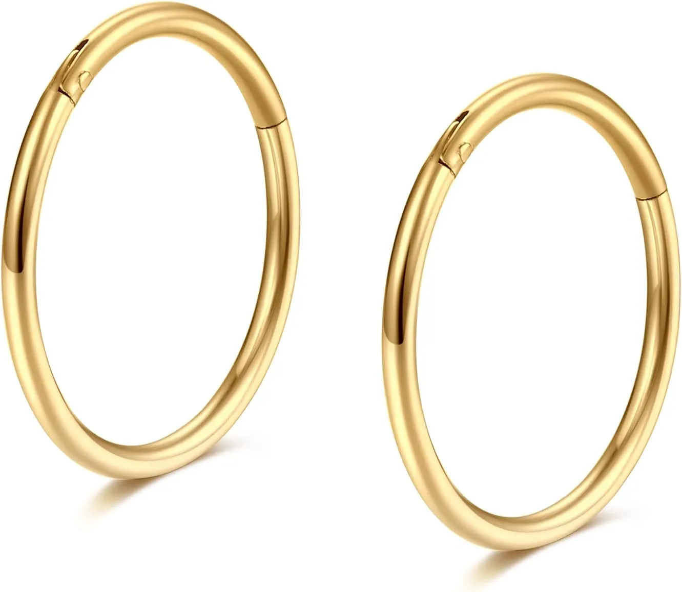 Lantine Golden Hinged 20g 18g 16g Nose Rings Hoops 6mm 8mm 10mm 12mm 14mm 16mm Septum Ring Clicker Cartilage Helix Hoop Earrings Set