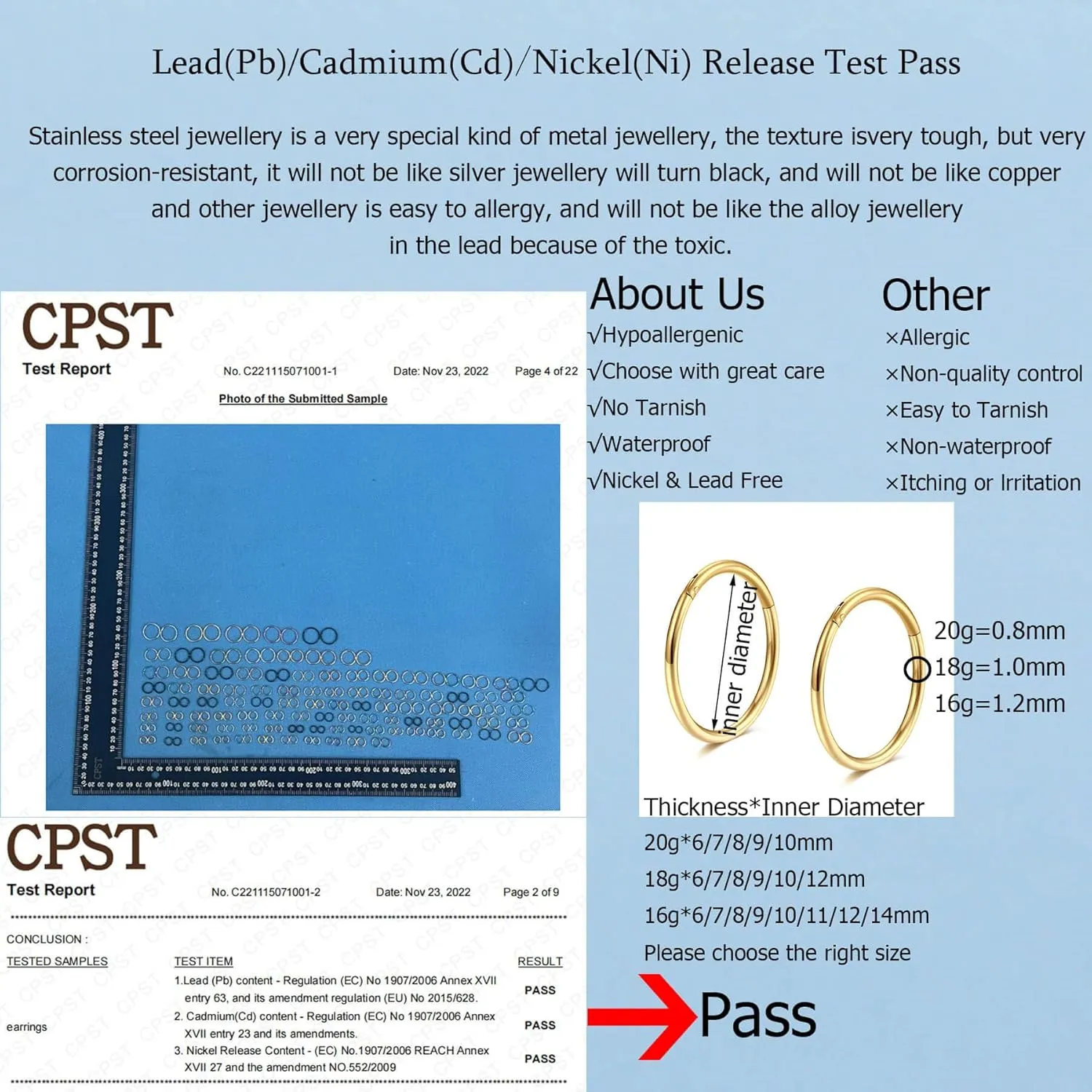 Lantine Golden Hinged 20g 18g 16g Nose Rings Hoops 6mm 8mm 10mm 12mm 14mm 16mm Septum Ring Clicker Cartilage Helix Hoop Earrings Set