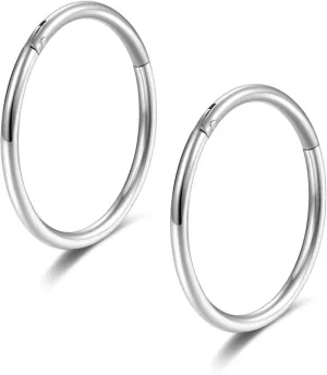 Lantine Hinged 20g 18g 16g Nose Rings Hoops 6mm 8mm 10mm 12mm 14mm 16mm Septum Ring Clicker Cartilage Helix Hoop Earrings Set
