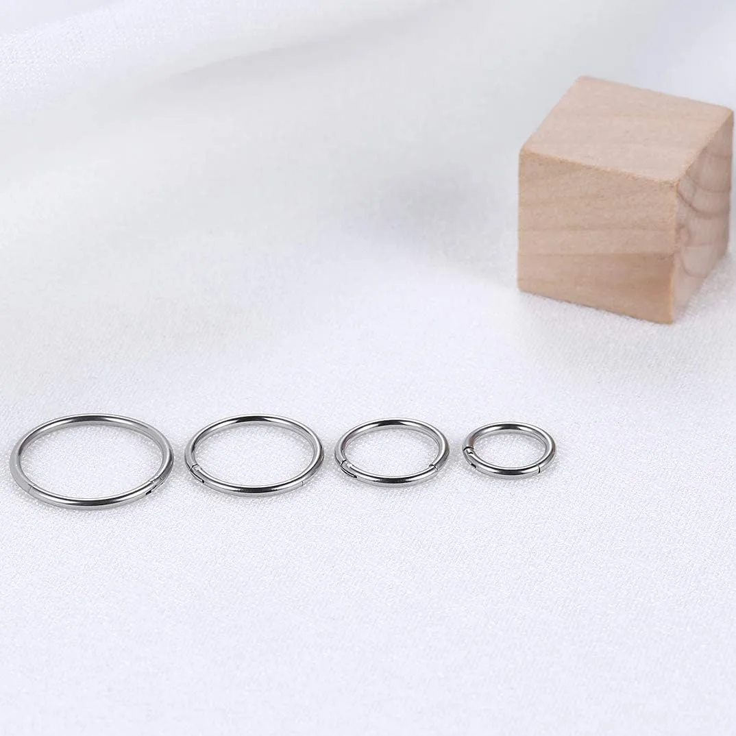 Lantine Hinged 20g 18g 16g Nose Rings Hoops 6mm 8mm 10mm 12mm 14mm 16mm Septum Ring Clicker Cartilage Helix Hoop Earrings Set