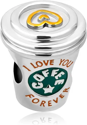Latte Art Coffee Cup Charm Compatible With Pandora Charms Bracelets