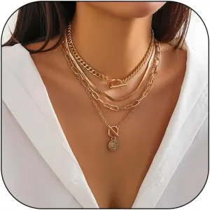 Layered Gold Necklaces for Women Dainty 14K Gold Plated/Silver Chain Necklace Layering Gold Necklace Set Jewelry for Women