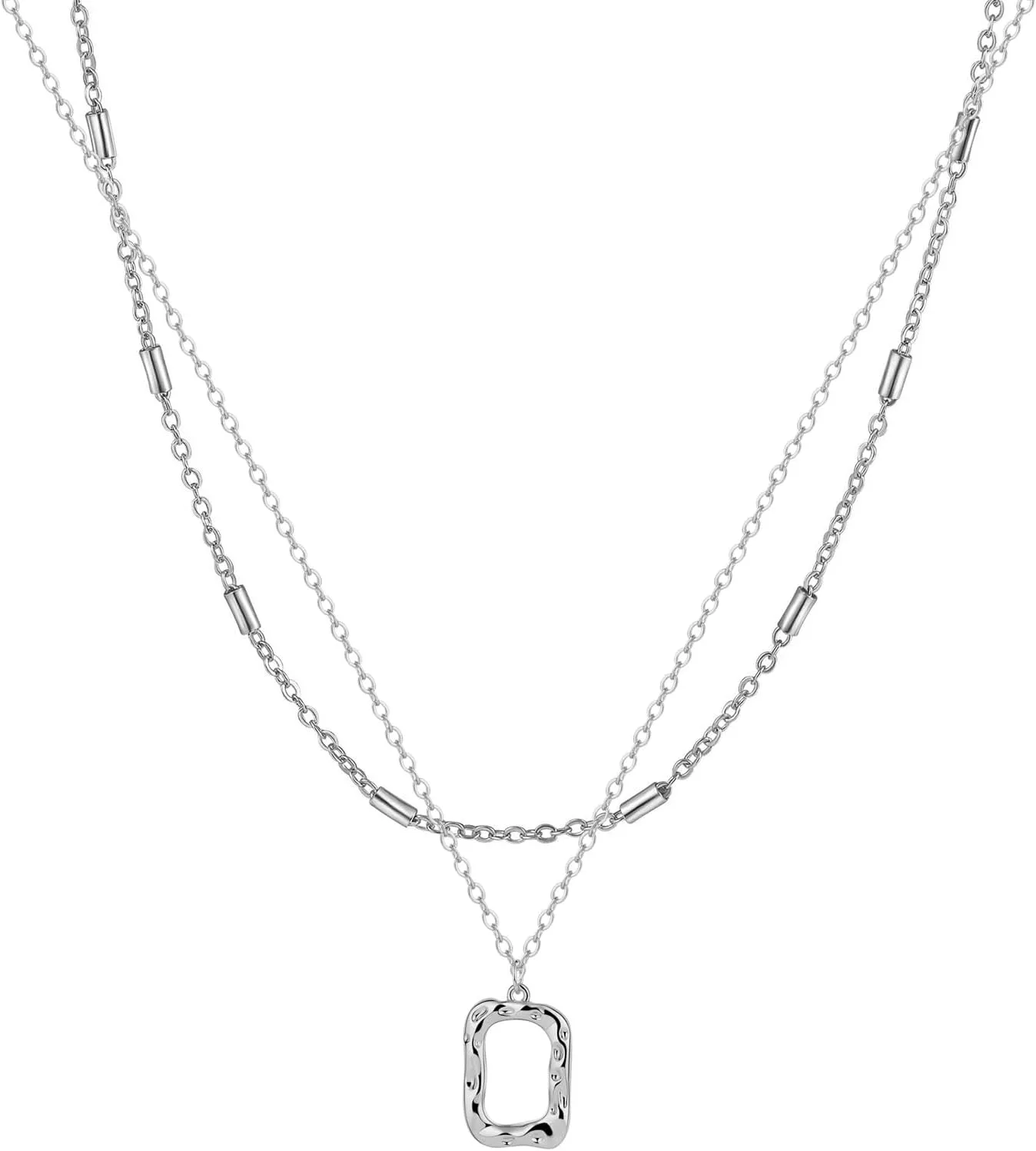 Layered Necklace for Women Dainty 14K Gold/Silver Plated Necklaces Trendy Herringbone Rope Chain Necklace Set Simple Stacked Choker Layering Jewelry Minimalist Gifts