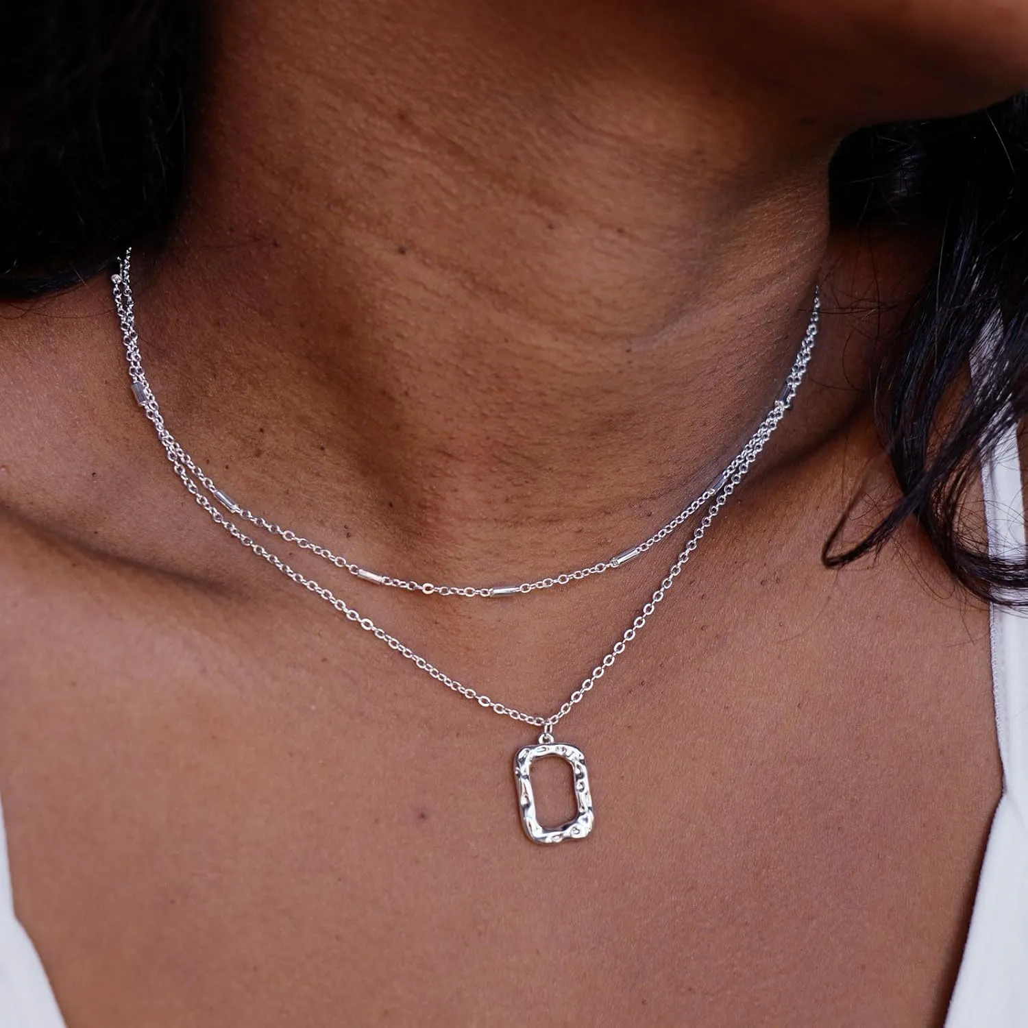 Layered Necklace for Women Dainty 14K Gold/Silver Plated Necklaces Trendy Herringbone Rope Chain Necklace Set Simple Stacked Choker Layering Jewelry Minimalist Gifts