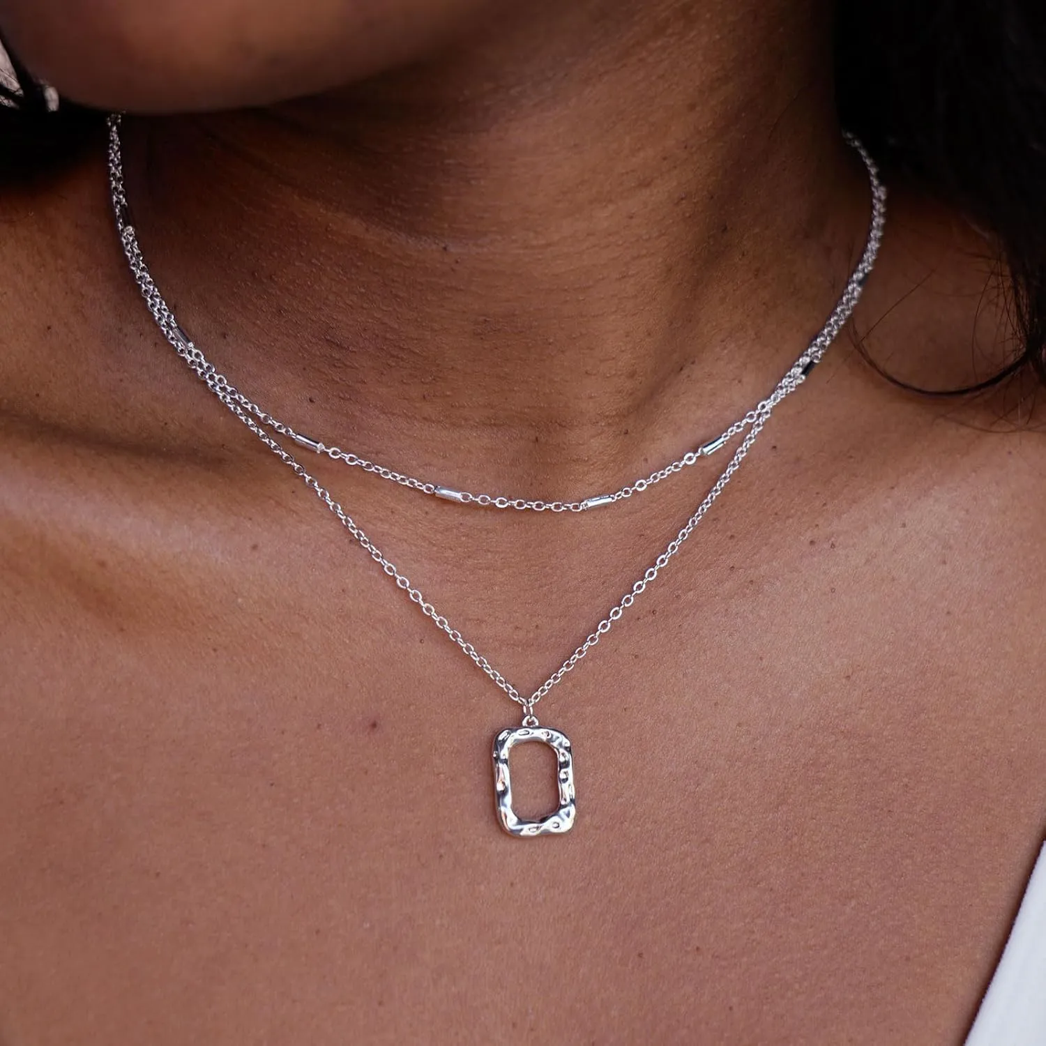 Layered Necklace for Women Dainty 14K Gold/Silver Plated Necklaces Trendy Herringbone Rope Chain Necklace Set Simple Stacked Choker Layering Jewelry Minimalist Gifts