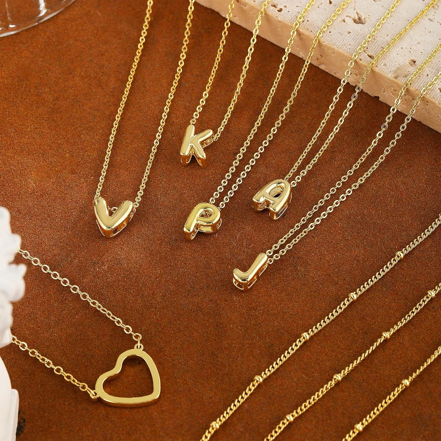 Layered Necklaces for Women Heart Letter Necklace Trendy Stackable 14k Gold Plated non tarnish Dainty Personalized A-Z Pendant Small Gifts for Women Jewelry