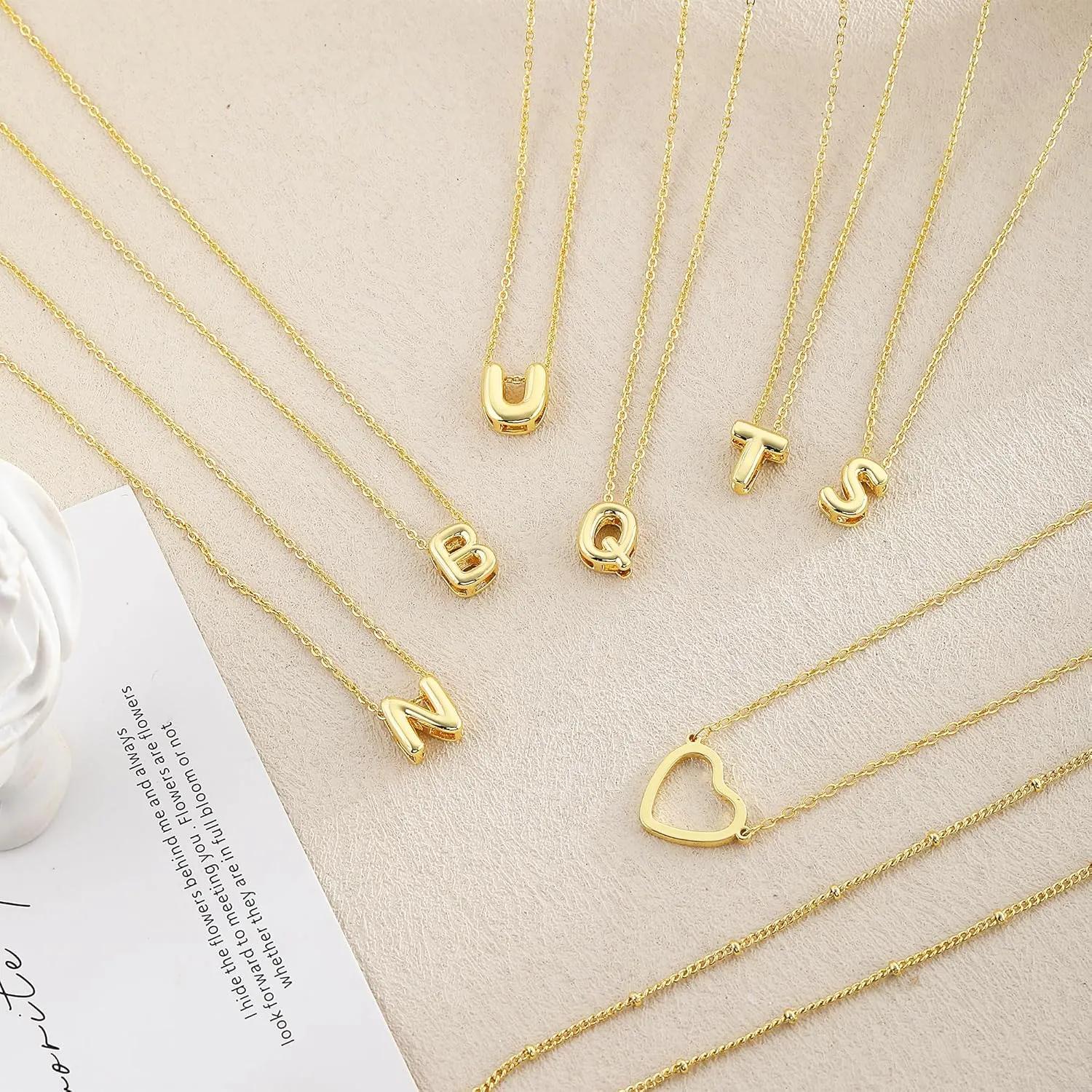 Layered Necklaces for Women Heart Letter Necklace Trendy Stackable 14k Gold Plated non tarnish Dainty Personalized A-Z Pendant Small Gifts for Women Jewelry