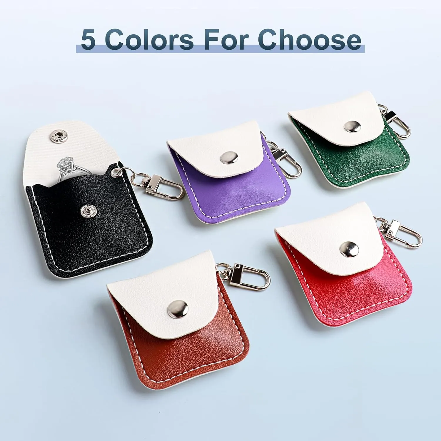 Leather Ring Holder Keychain for Gym, Portable Jewelry Travel Ring Keeper Case for Wedding ring and Necklaces