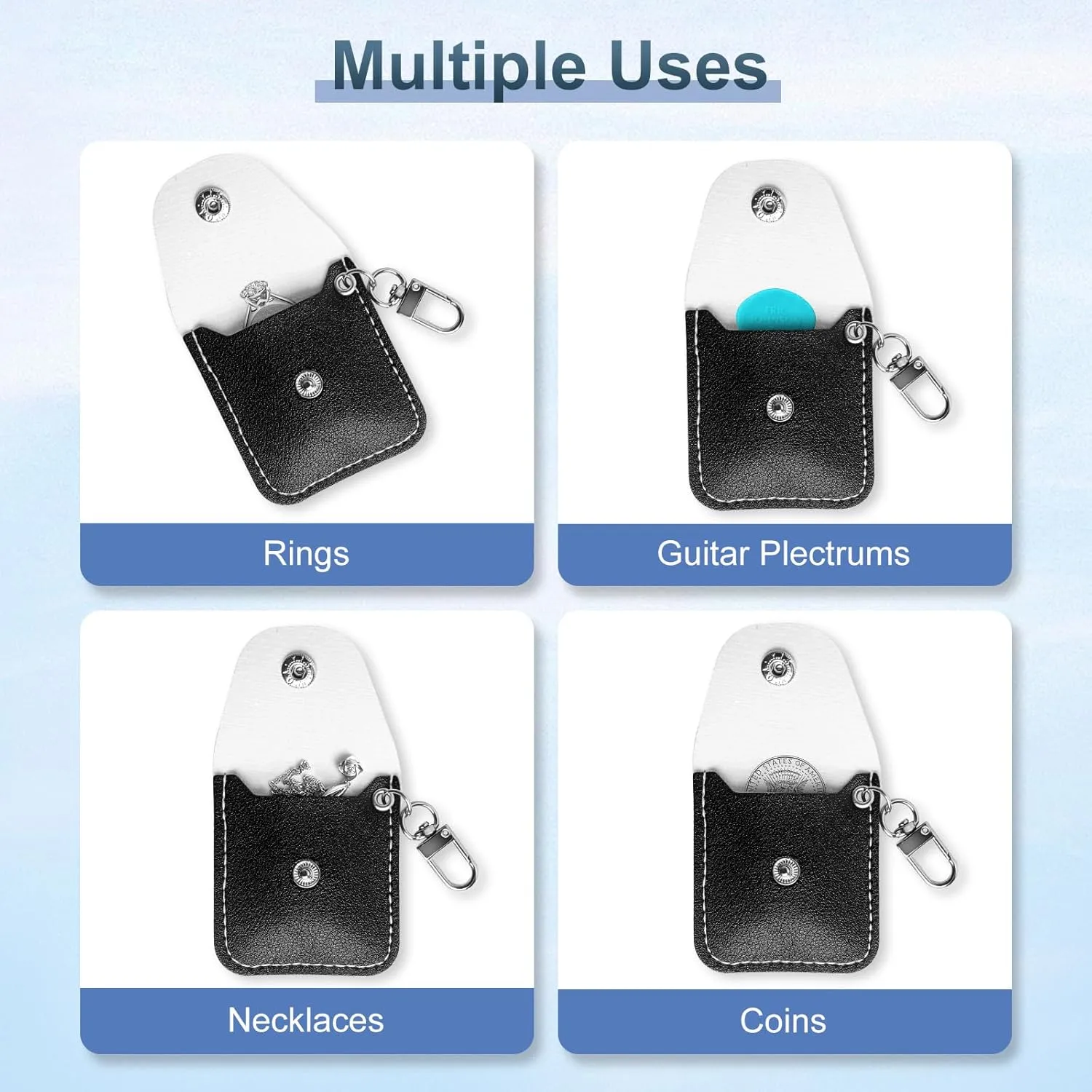 Leather Ring Holder Keychain for Gym, Portable Jewelry Travel Ring Keeper Case for Wedding ring and Necklaces