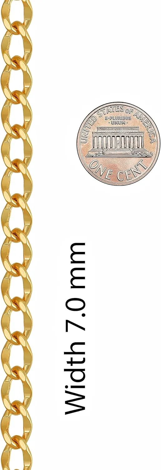 LIFETIME JEWELRY Diamond Cut Curb Link Chain Necklaces for Men & Women 24k Gold Plated (4mm 5.5mm 7mm)