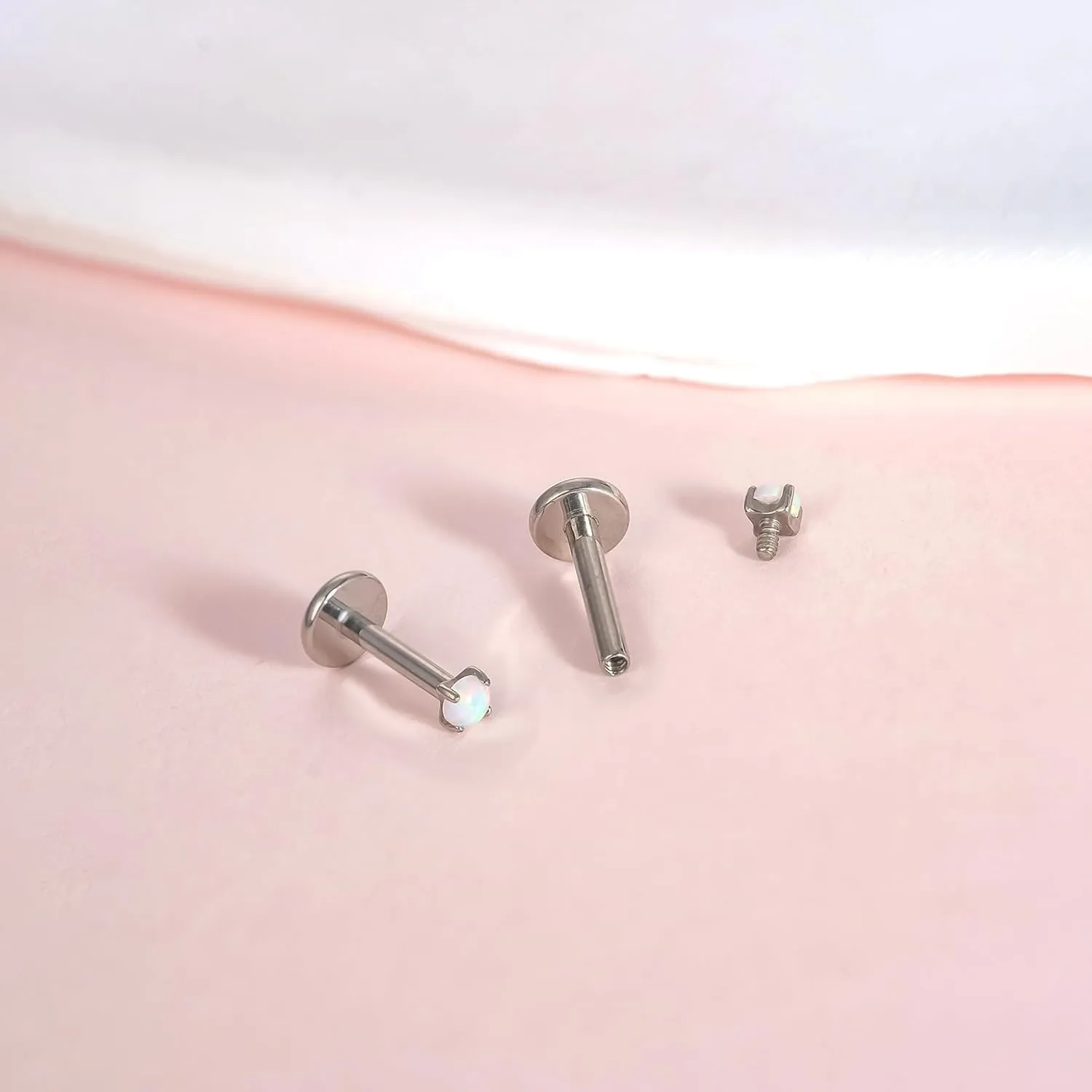 limerencia 18g Titanium Internally Threaded Piercing Jewelry 2PCS Nose Studs Flat Back Earrings Tragus, Helix, Cartilage, Conch, Labret Piercing for Women Men Sensitive Ears