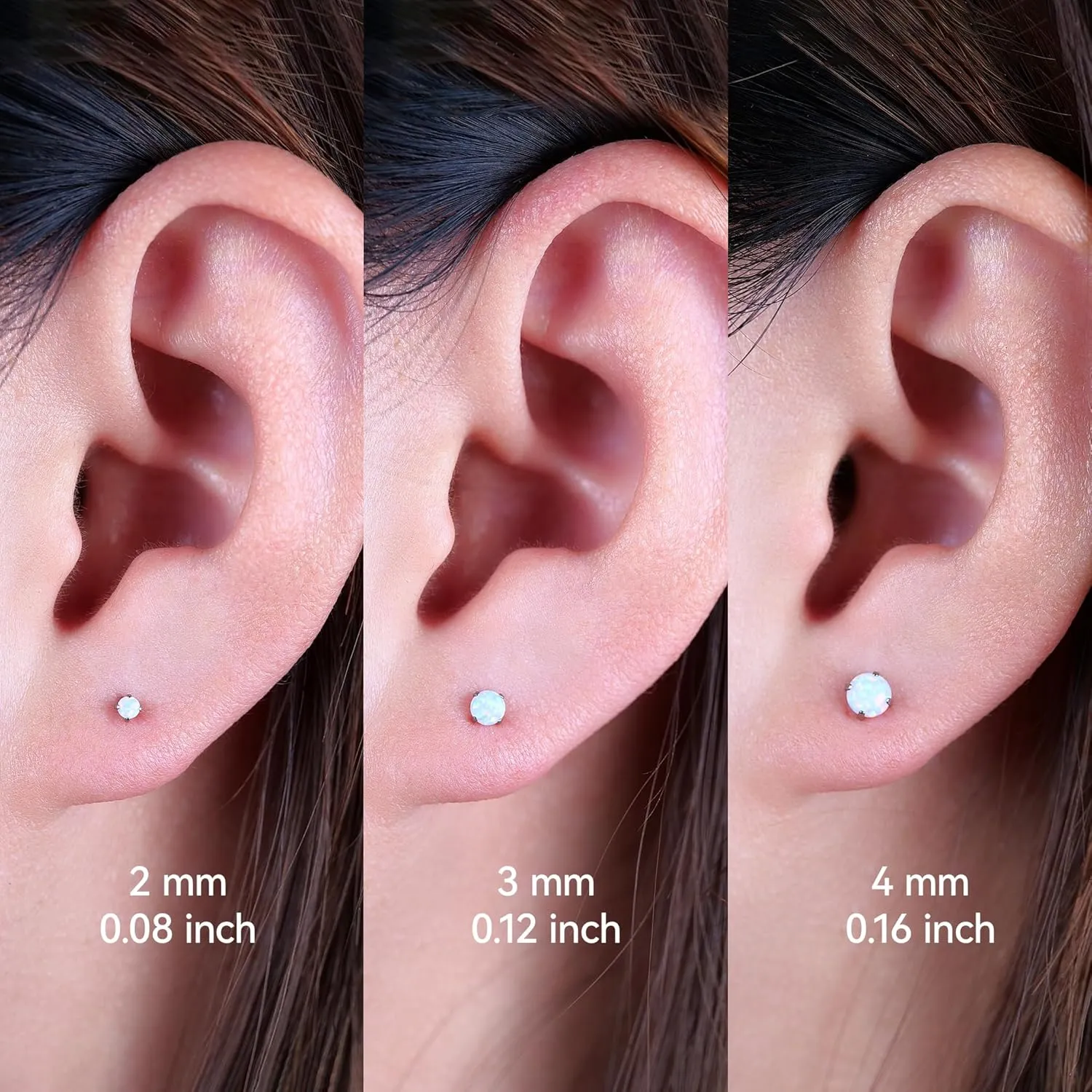 limerencia 18g Titanium Internally Threaded Piercing Jewelry 2PCS Nose Studs Flat Back Earrings Tragus, Helix, Cartilage, Conch, Labret Piercing for Women Men Sensitive Ears