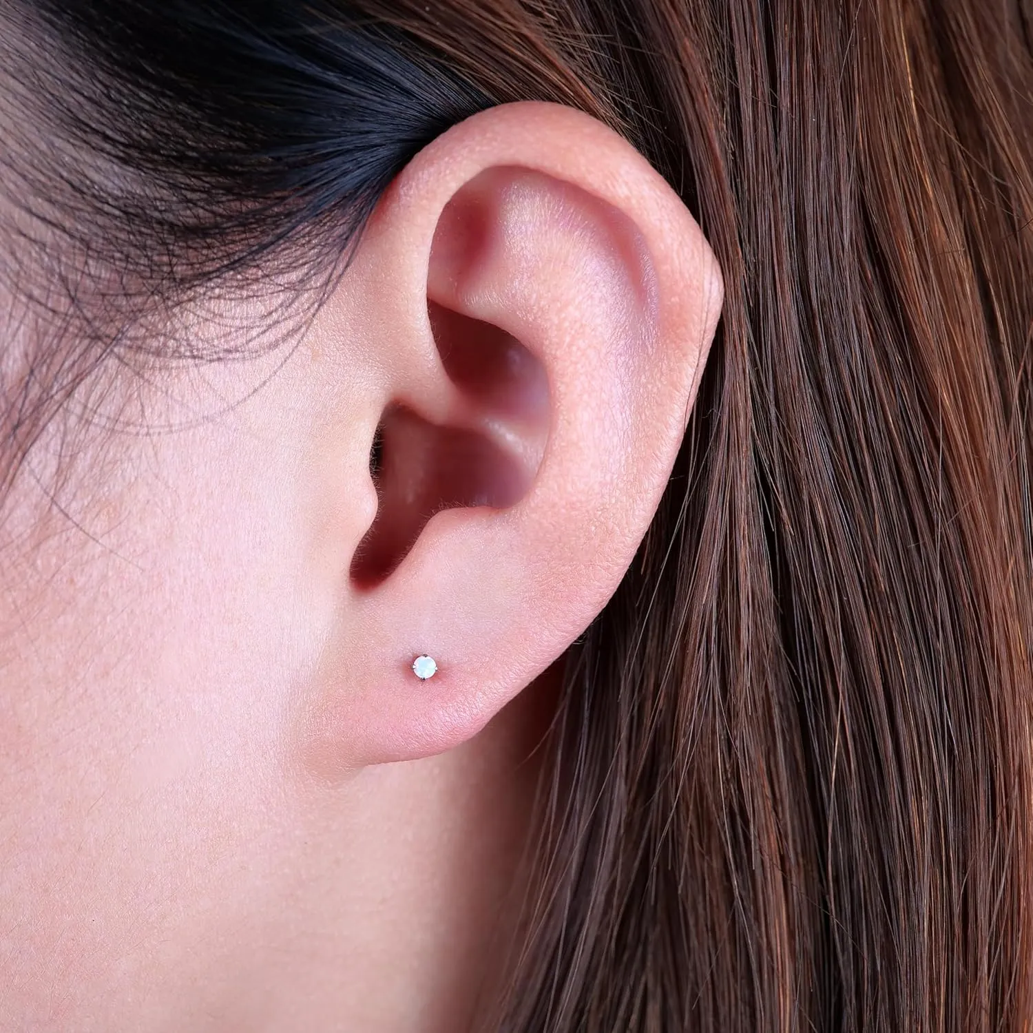 limerencia 18g Titanium Internally Threaded Piercing Jewelry 2PCS Nose Studs Flat Back Earrings Tragus, Helix, Cartilage, Conch, Labret Piercing for Women Men Sensitive Ears