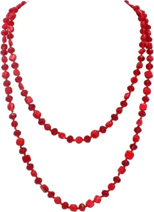 Long Beads Necklaces for Women Shell Crystal Beads 48" Long Rope Knot Necklace Costume Jewelry for Gifts