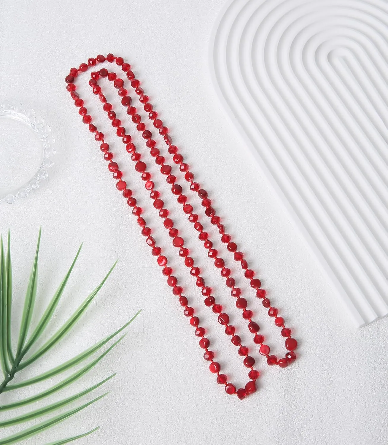 Long Beads Necklaces for Women Shell Crystal Beads 48" Long Rope Knot Necklace Costume Jewelry for Gifts
