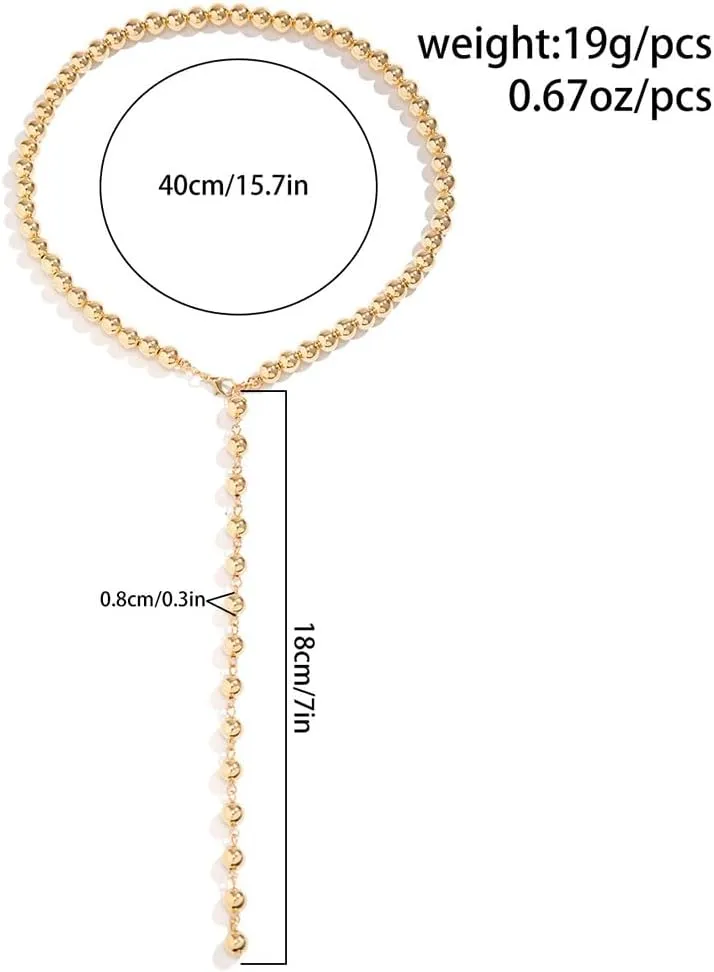 Long Pearl Beaded Lariat Y Necklaces for Women Dainty Gold Round Balls Choker Silver Fake Pearls Statement Necklace Vintage Lariat Jewelry Gifts
