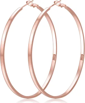 LOUMILEO Sterling Silver Hoop Earrings Large Silver Hoop Earrings for Women Lightweight Big Hoops Earring Hypoallergenic Thin Hoops Earring for Women 30/40/50/60/65/70MM