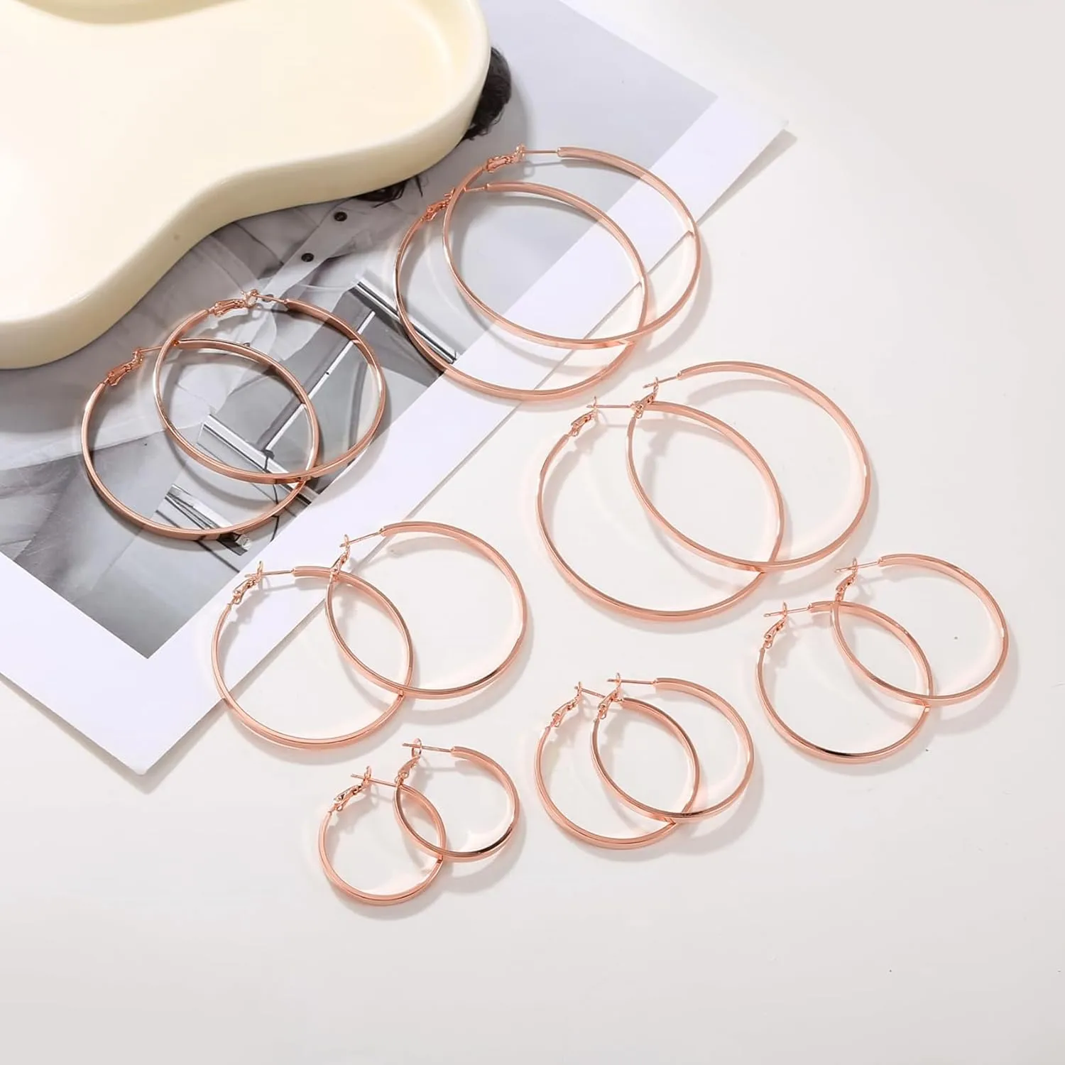 LOUMILEO Sterling Silver Hoop Earrings Large Silver Hoop Earrings for Women Lightweight Big Hoops Earring Hypoallergenic Thin Hoops Earring for Women 30/40/50/60/65/70MM