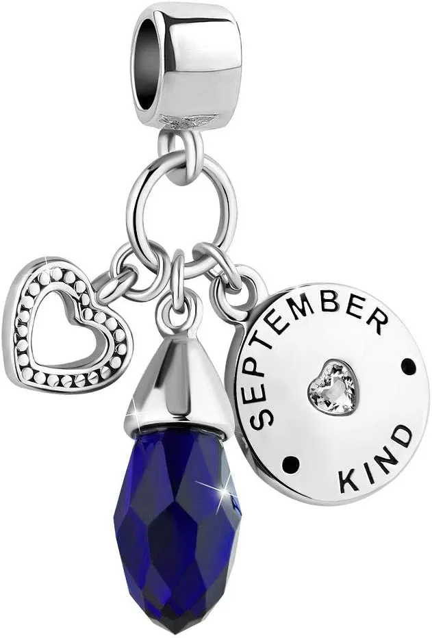 LovelyJewelry December Birthday Heart Love Simulated Birthstone Charms for Bracelets