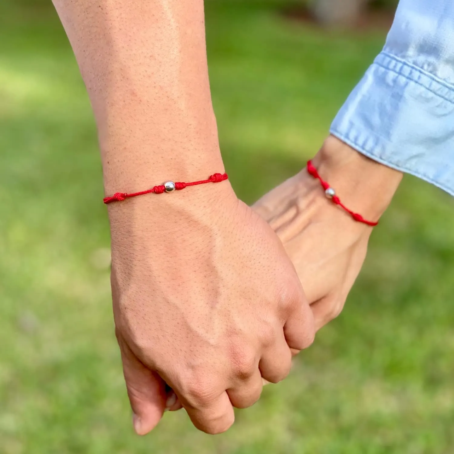 Luck Strings 14K solid gold ball bead bracelet - red string Bracelets for Men Women Unisex - Cord Bracelets yellow white gold Jewelry Gift