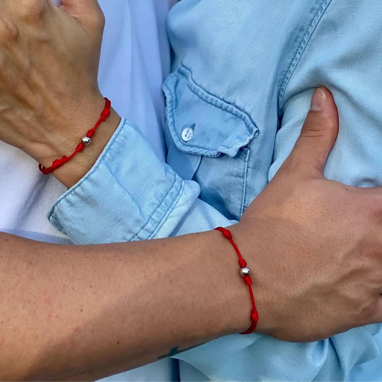 Luck Strings 14K solid gold ball bead bracelet - red string Bracelets for Men Women Unisex - Cord Bracelets yellow white gold Jewelry Gift