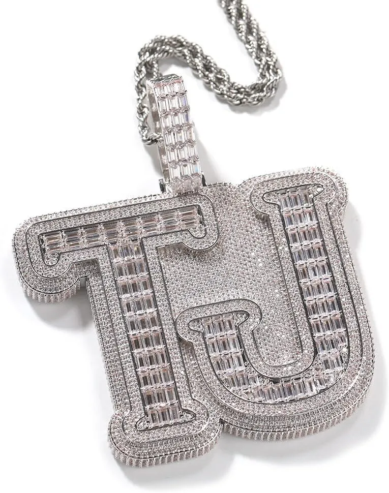 Lulu Mel Men Women Personalized Custom Name Necklace, Iced Out Cubic Zirconia Rappers Wear Hip Hop Nameplate Letter Pendant Charms Jewelry, Customized Your Own Design