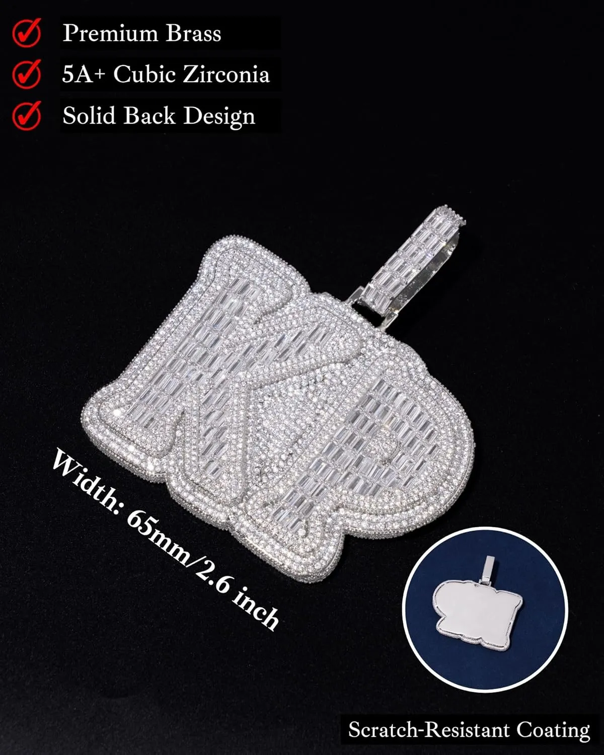 Lulu Mel Mens Personalized 14k White Gold Custom Name Necklace, Iced Out Name Pendant necklace Rappers Wear Hip Hop Nameplate Letter Pendant Charms Jewelry with Cuban Link Chain