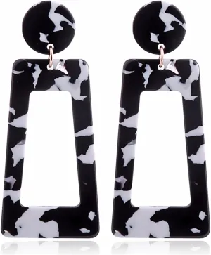 MALOYANVE Acrylic Dangles Drop Earrings for Women Multicolor Square Resin Lightweight Statement Stud Earrings