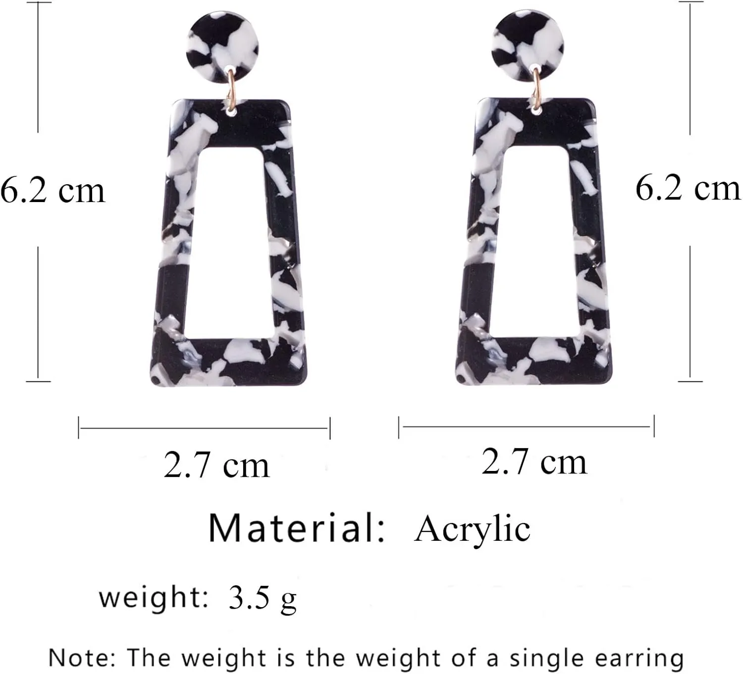 MALOYANVE Acrylic Dangles Drop Earrings for Women Multicolor Square Resin Lightweight Statement Stud Earrings