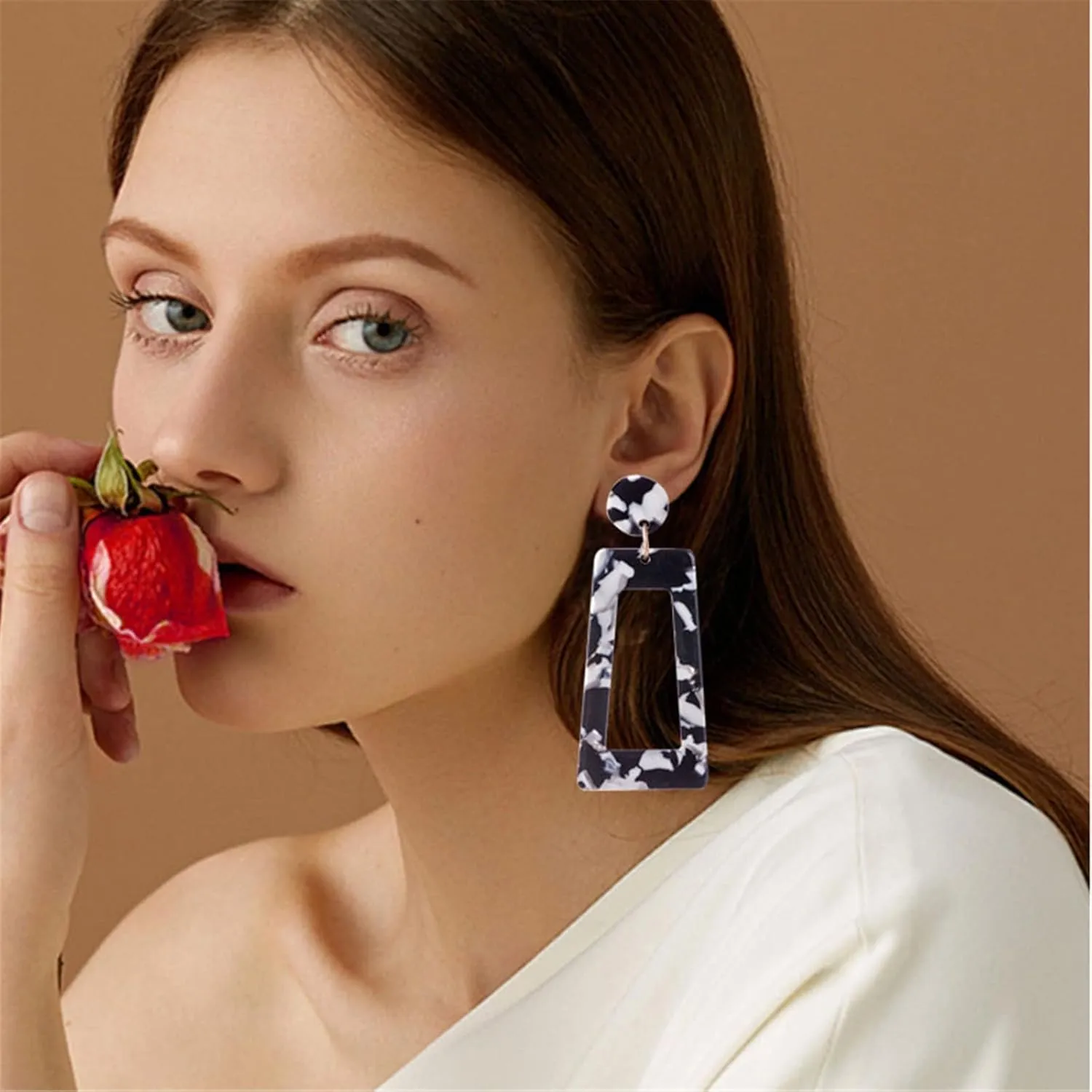 MALOYANVE Acrylic Dangles Drop Earrings for Women Multicolor Square Resin Lightweight Statement Stud Earrings