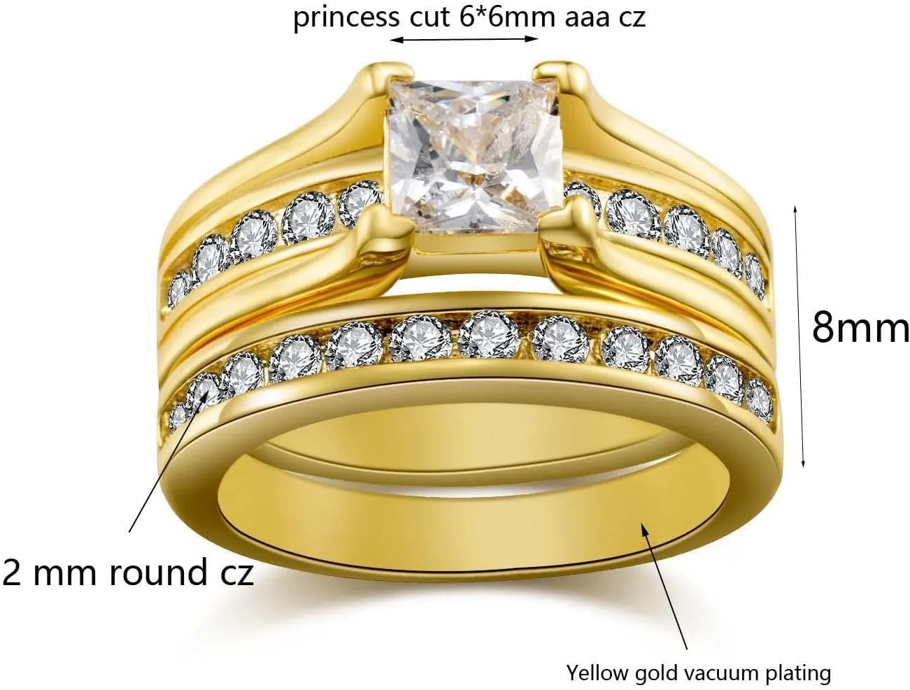 MASHAN Couple Rings His Her Wedding Ring Sets Matching Rings Yellow Gold Plated AAA CZ Ring Mens Wedding Bands