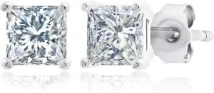 MAX   STONE Plated Sterling Silver Cubic Zirconia Stud Earrings (Round & Princess)