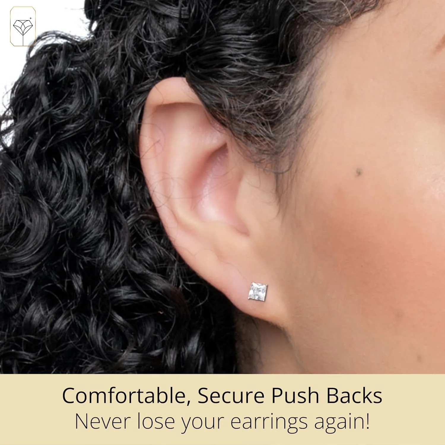 MAX   STONE Plated Sterling Silver Cubic Zirconia Stud Earrings (Round & Princess)
