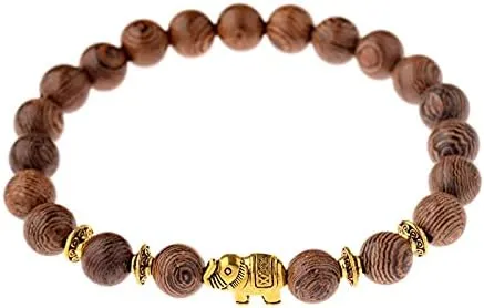 Men Natural Wood Beads Cross Bracelets Onyx Meditation Prayer Bead Bracelet Women Wooden Yoga Jewelry 6O4C5 (052-1)