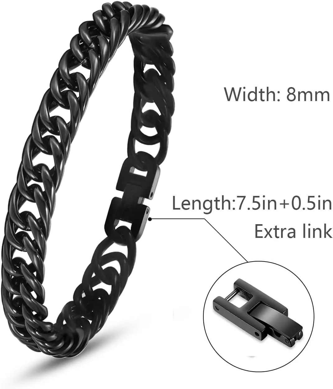 Mens Bracelet - Stainless Steel Fold Over Clasp Cuban Chain Bracelets Mens Jewelry Gifts for Dad Grandpa Husband