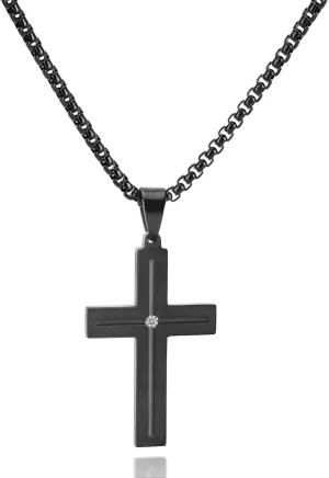 Mens Cross Necklace, Cross Necklaces for Men, Stainless Steel Cross Pendant with 24Inch Cross Chain,Cross Pendant Gift for him