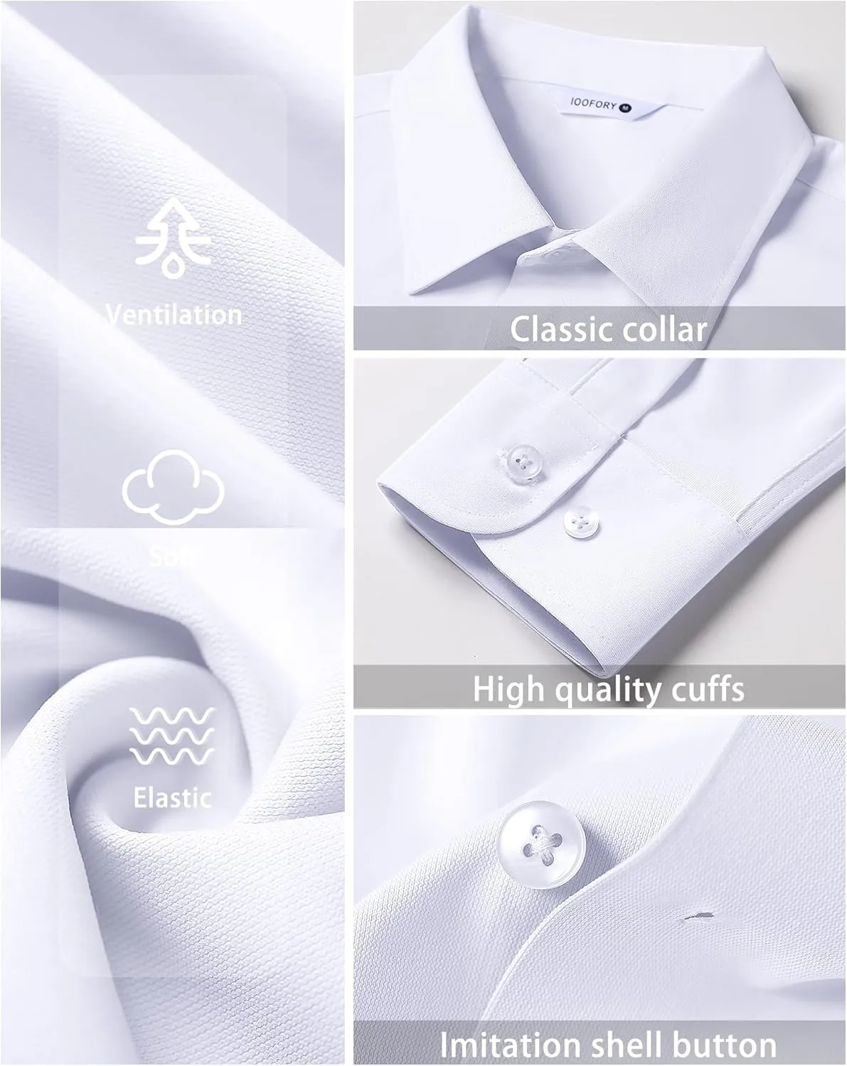 Mens Dress Shirts Long Sleeve Non Iron Breathable Wrinkle Free Stretch Regular Fit Men's Fitted Formal Shirts