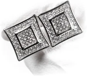 Mens Square White Gold 925 Sterling Silver Hypoallergenic Micro Pave 3D Iced 5A Cz Hip Hop Screw Back Post Stud Earrings For Men Women Jewelry Gifts