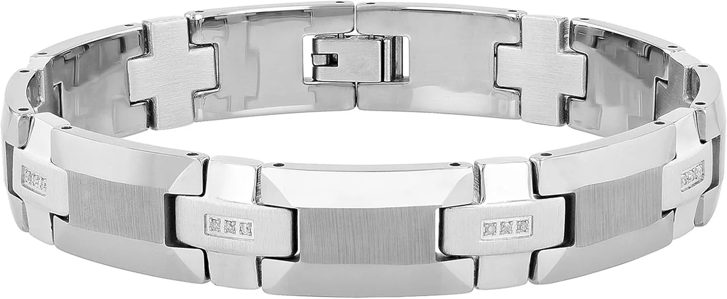 Men's Tungsten & Stainless Steel Bracelets - Black Finish High Polish